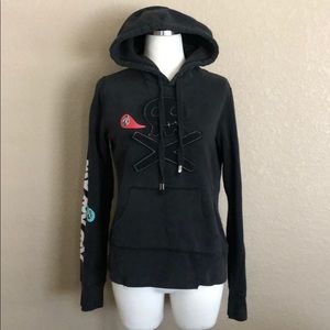 Volcom Distressed Black Skull Hoodie